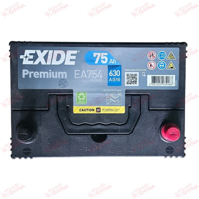 Exide ASIA Premium 75AH 630EN плюс праворуч, зображення № 2