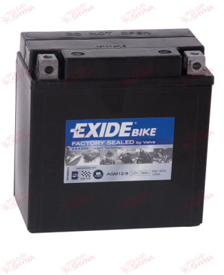 Exide Moto AGM12-9 9AH 120EN плюс ліворуч, зображення №